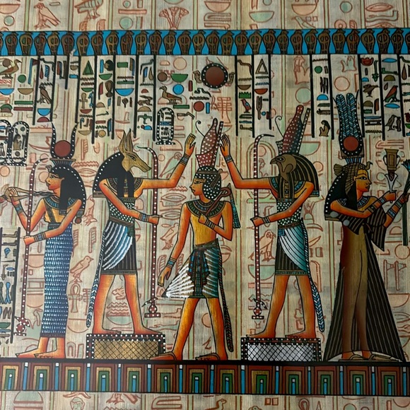 21” W x 7.25” L x 1” Custom Framed Hand Painted Papyrus Egyptian Art from Egypt - Picture 7 of 12